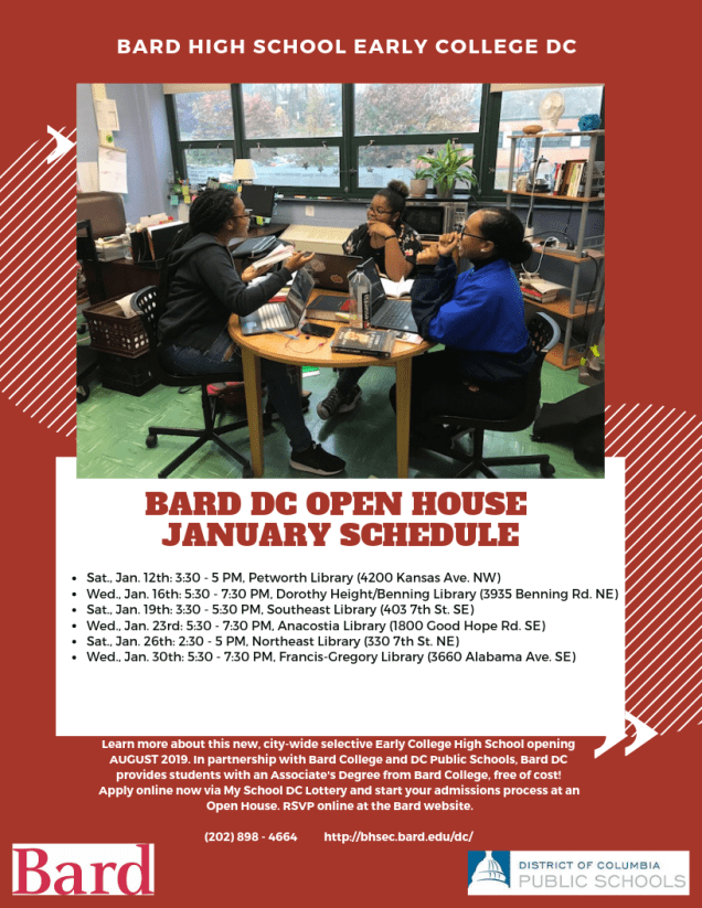 jan. 2019 bard dc open house flyer